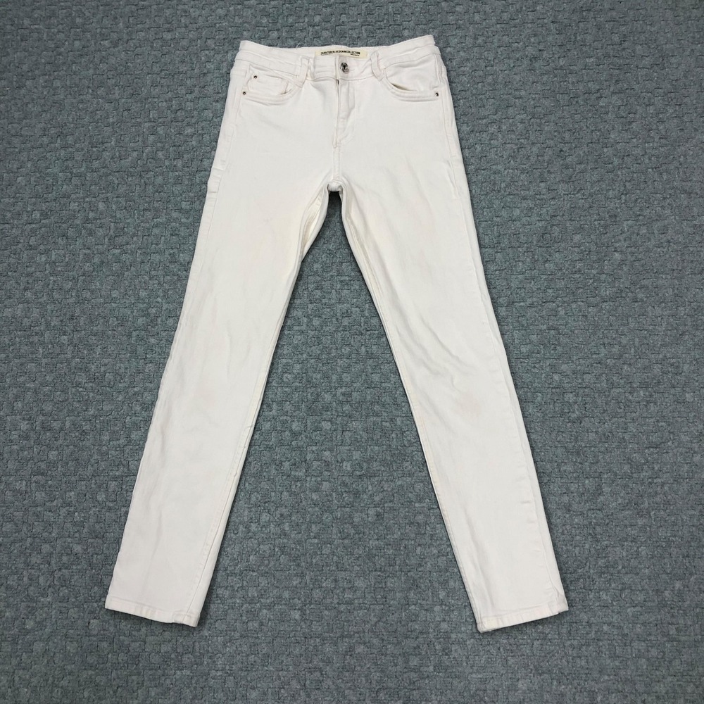 Zara Trafaluc Denim Collection Jeans Womens 4 White Mid Rise Skinny Stretch